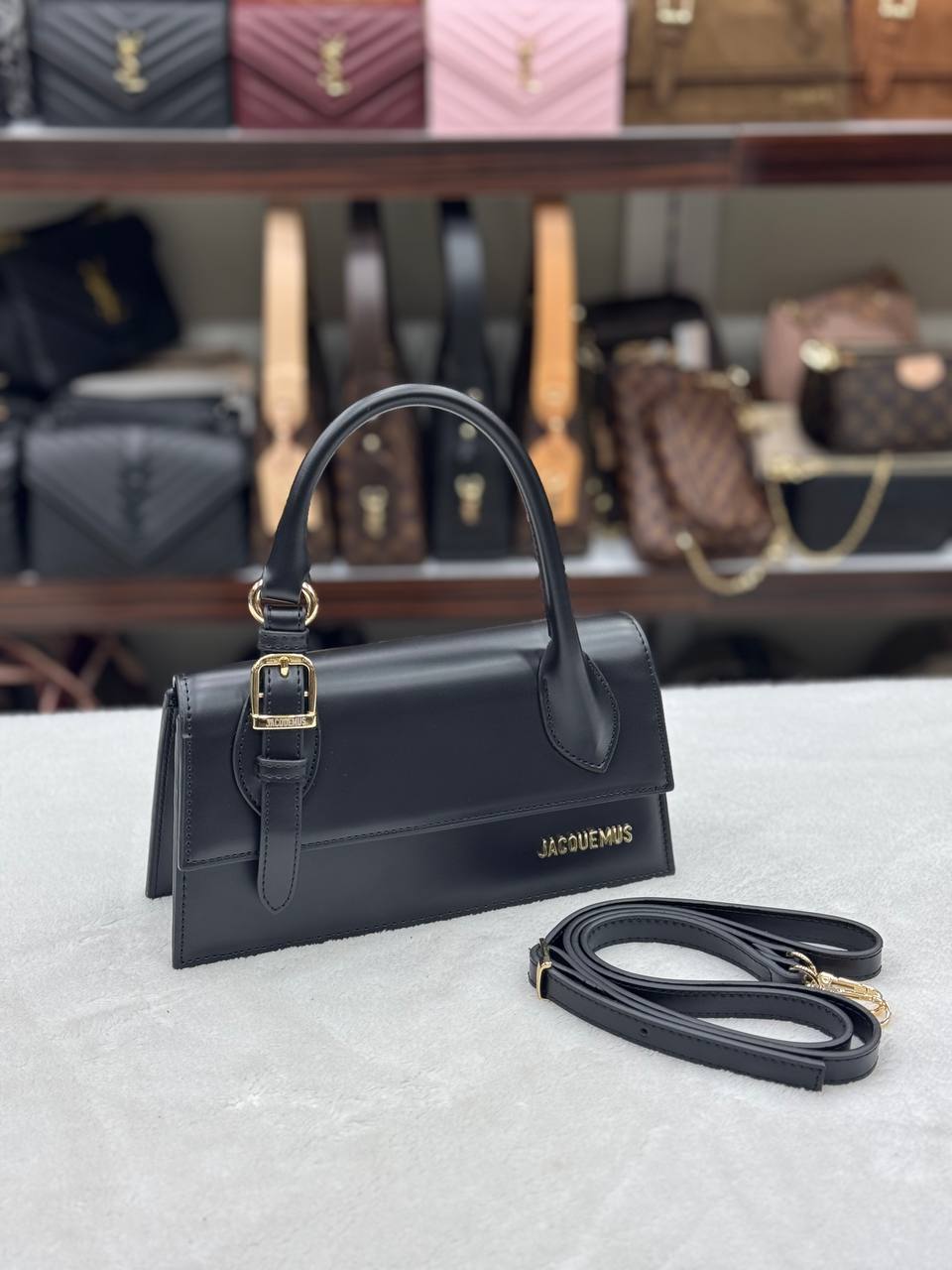 Jacquemus μαύρο Le Chiquito Long Boucle Bag 💫🖤 24x14 cm