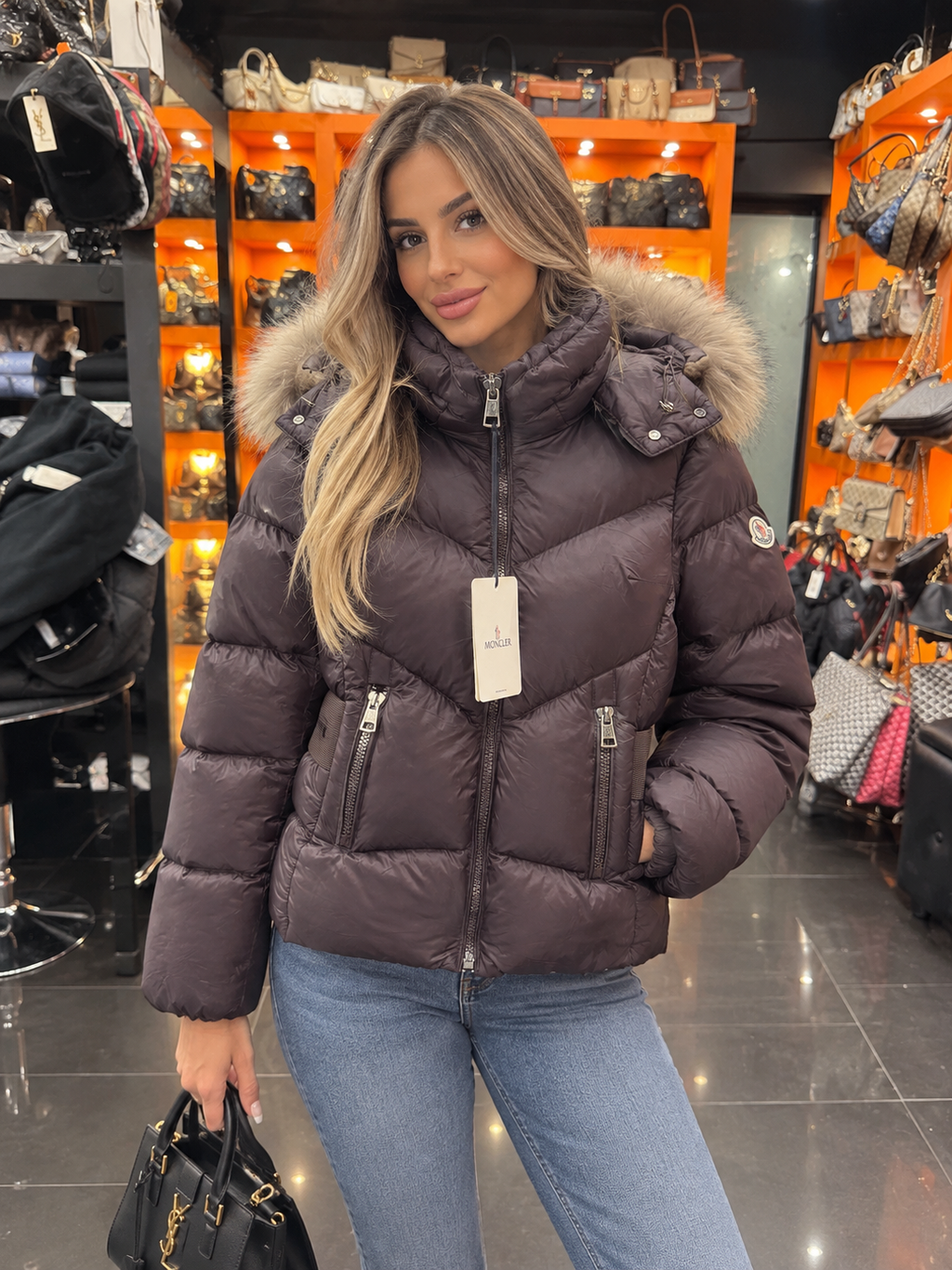 Μπουφαν Moncler καφέ