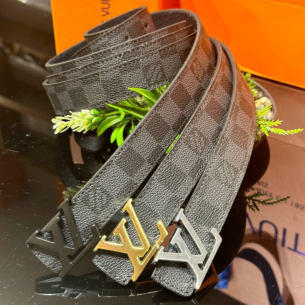 Louis Vuitton ζώνη Damier κλασική μαυρο- γκρι-μαύρη Έγγραφα