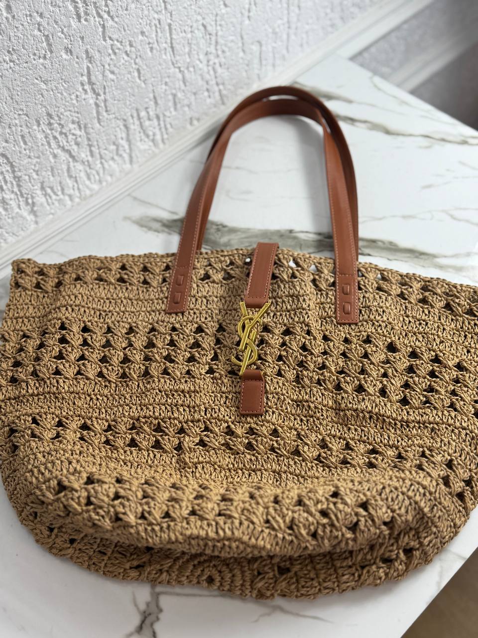 YSL ψάθινη μπεζ size50x35