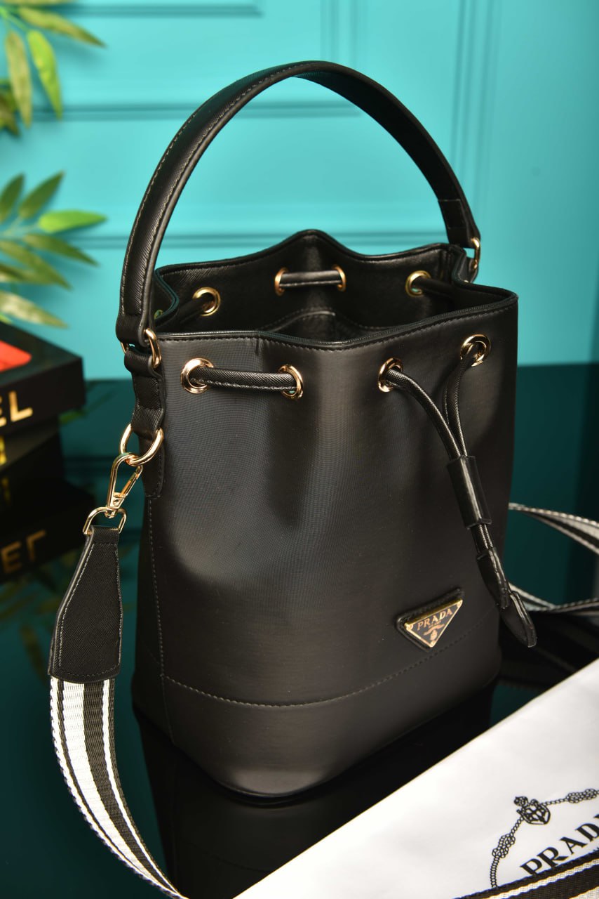 PRADA- Vitello Daino Bucket  Bag 22 × 24 × 15 cm