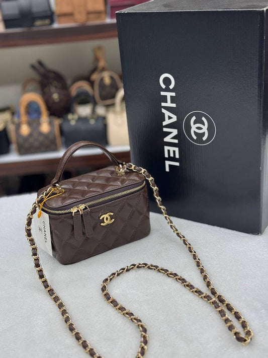 Chanel βαρελάκι καφέ σκούρο 17x 11