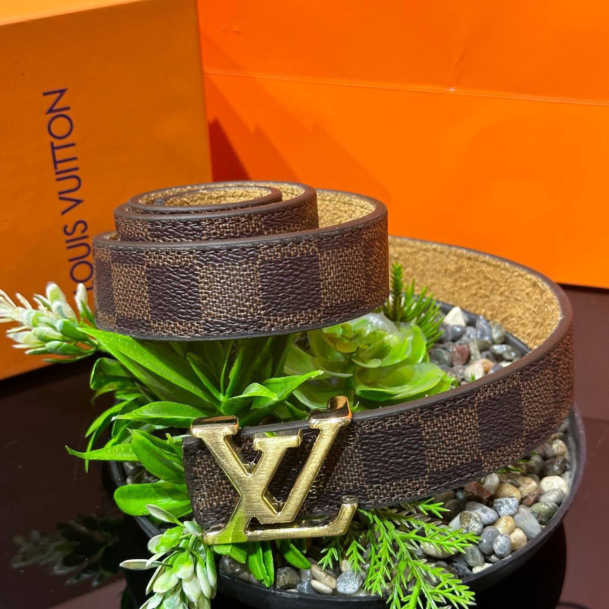 Louis Vuitton ζώνη Damier  καφέ - χρυσό